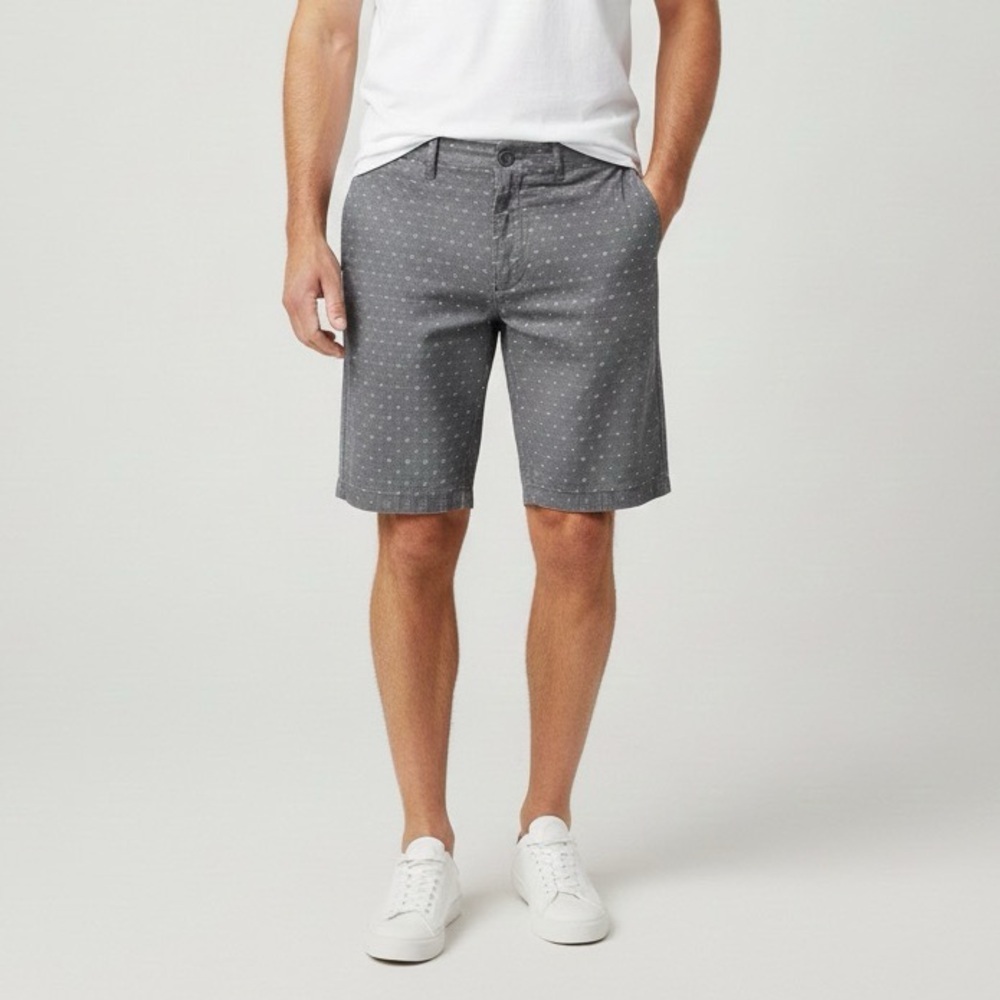 Calvin Klein Grey Patterned 100% Cotton Chino Shorts Size 30